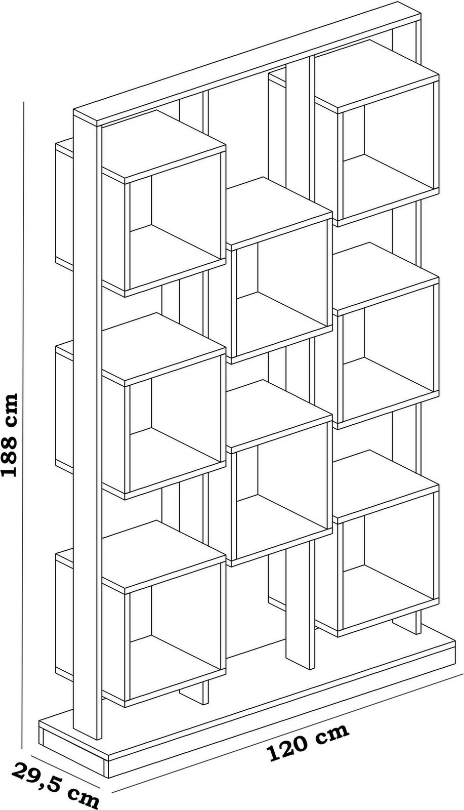 Raft librash Hanah Home, Edge, bardhë e zi
