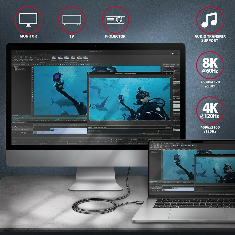 Kabllo USB-C AXAGON BUCM432-CM10AB, USB4 Gen 3x2, 1m, 100W, 8K, e zezë