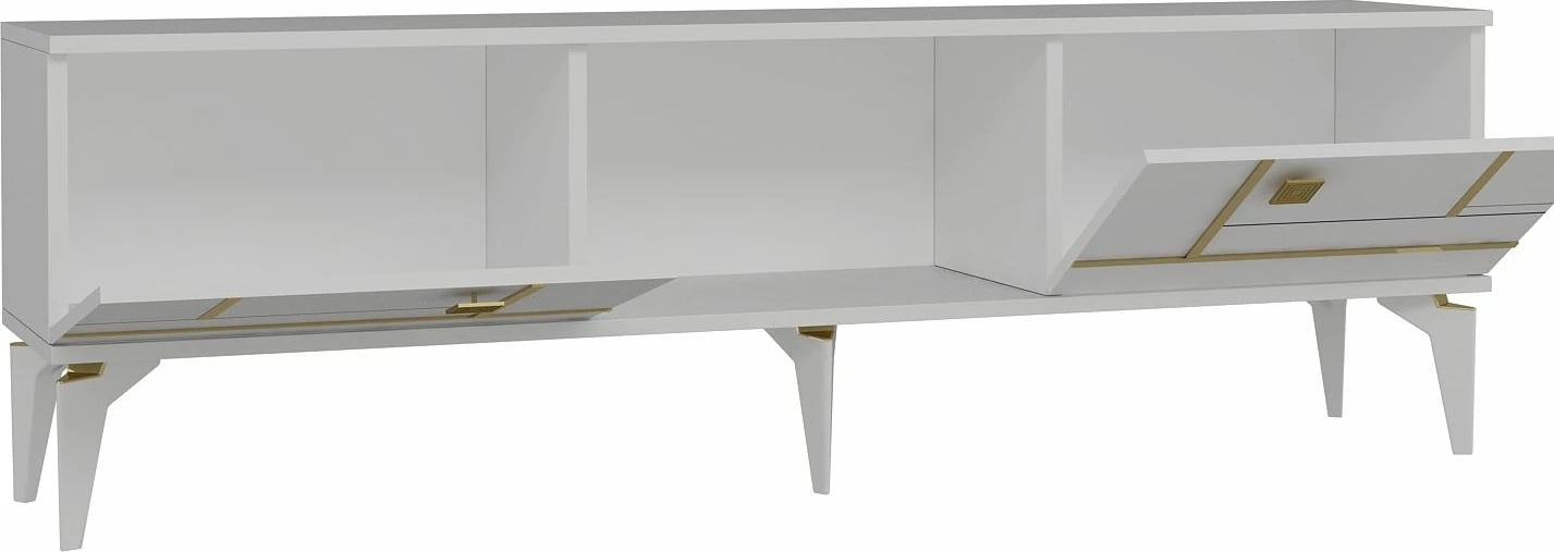 Komodë TV Skye Decor, e bardhë, e artë