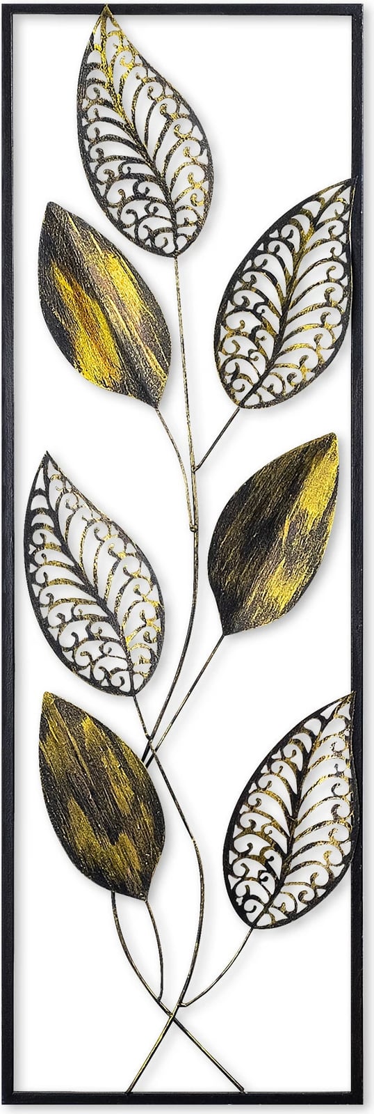 Aksesor dekorativ muri prej metali, Wallity, gjethe metalike, shumëngjyrëshe