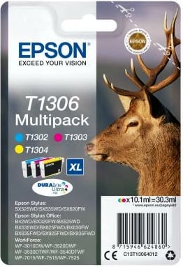 Kartush boje, Epson, T1306 Multipack, XL 3x10.1 ml, cyan magenta yellow, set 3-copësh