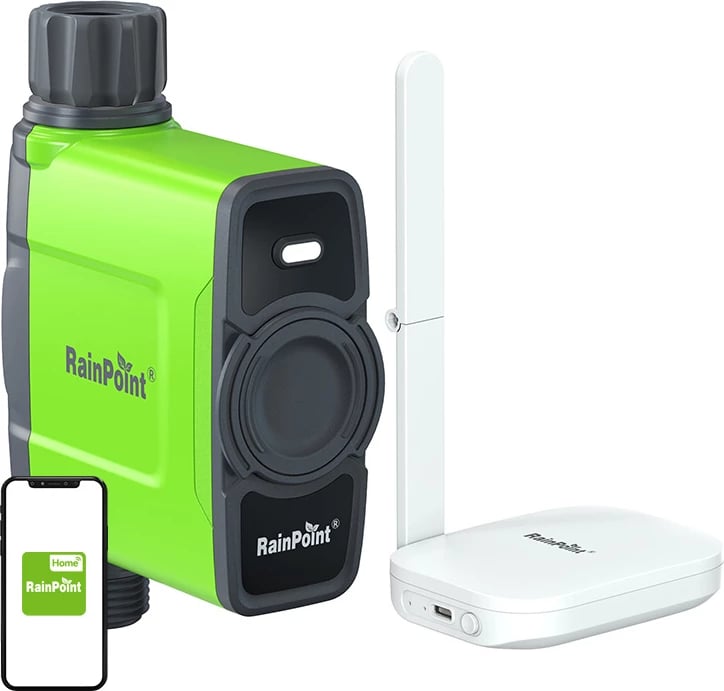 Kontrollues ujitjeje RainPoint HTV145FRF+HWG023WBRF me gateway WiFi, për 1 zonë, i gjelbër
