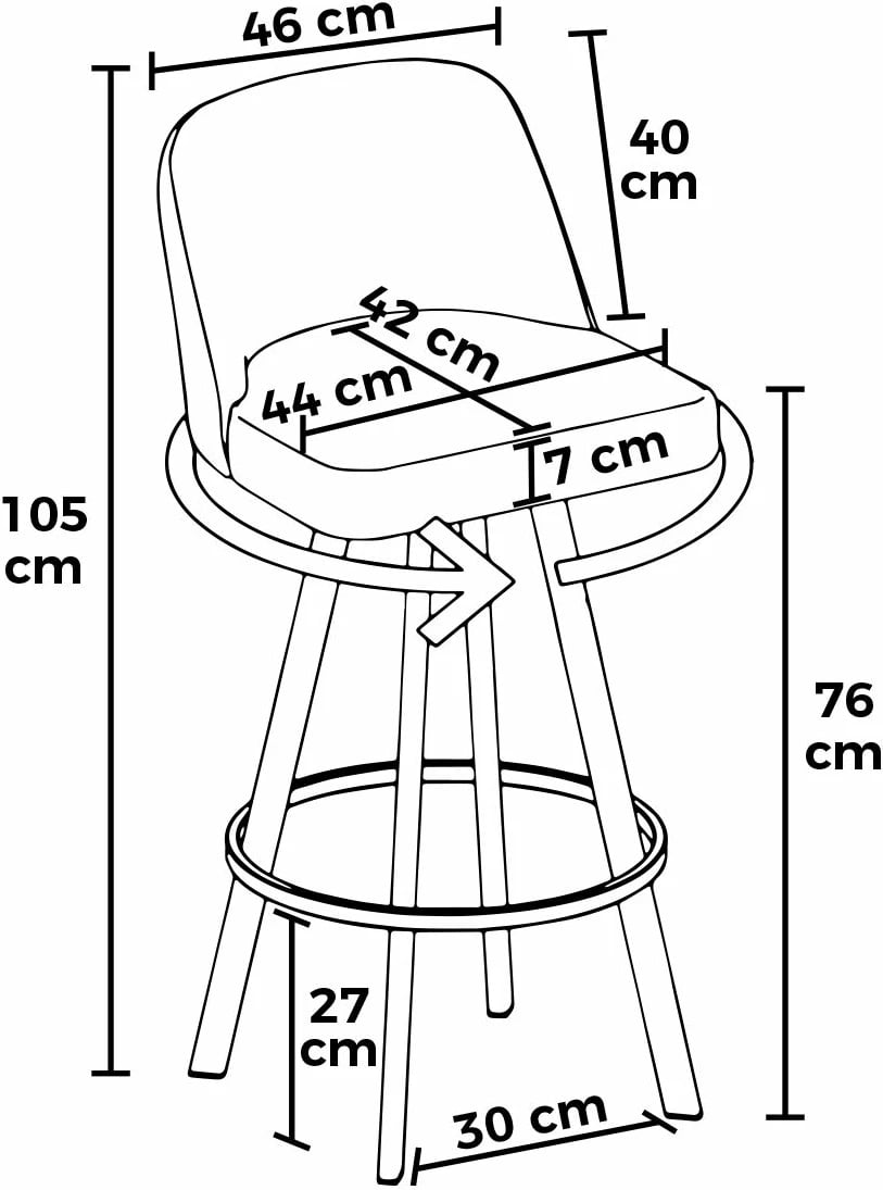 Set karrigesh për bar (4 copë), Hanah Home, Atex, gri dhe e bardhë
