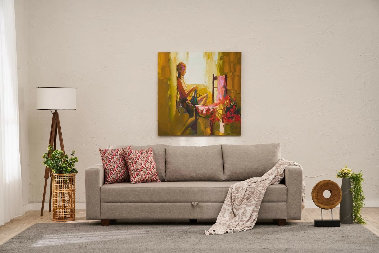 Divan-krevat treshe, ngjyrë bezhë, Aly