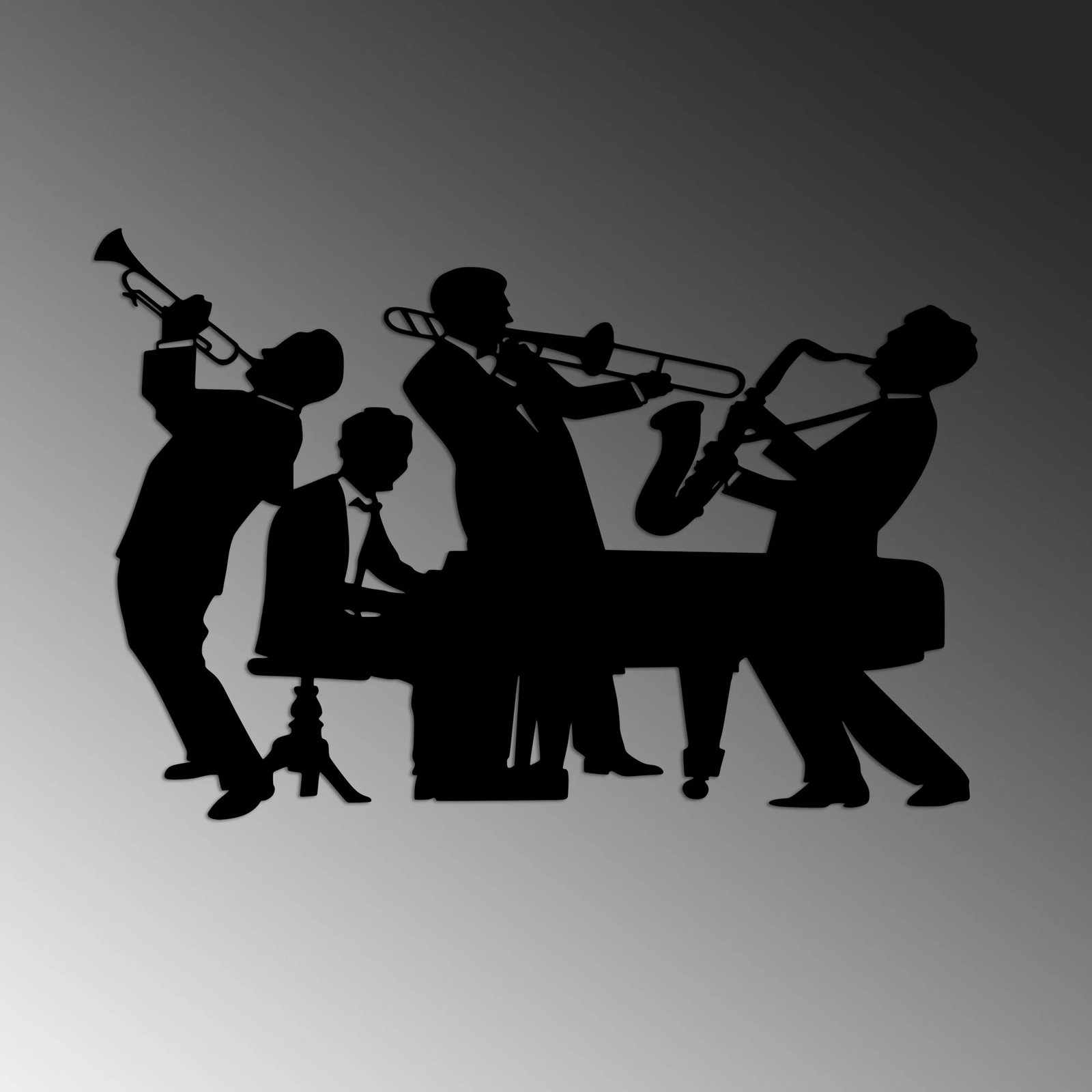 Aksesor dekorativ metalik për mur, muzikantë, Wallity, L