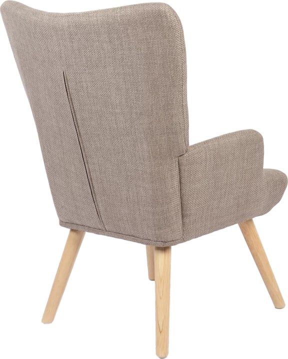 Fotel Gerlina, material gri-bezhë, këmbë ngjyrë natyrale, 71x64x94cm