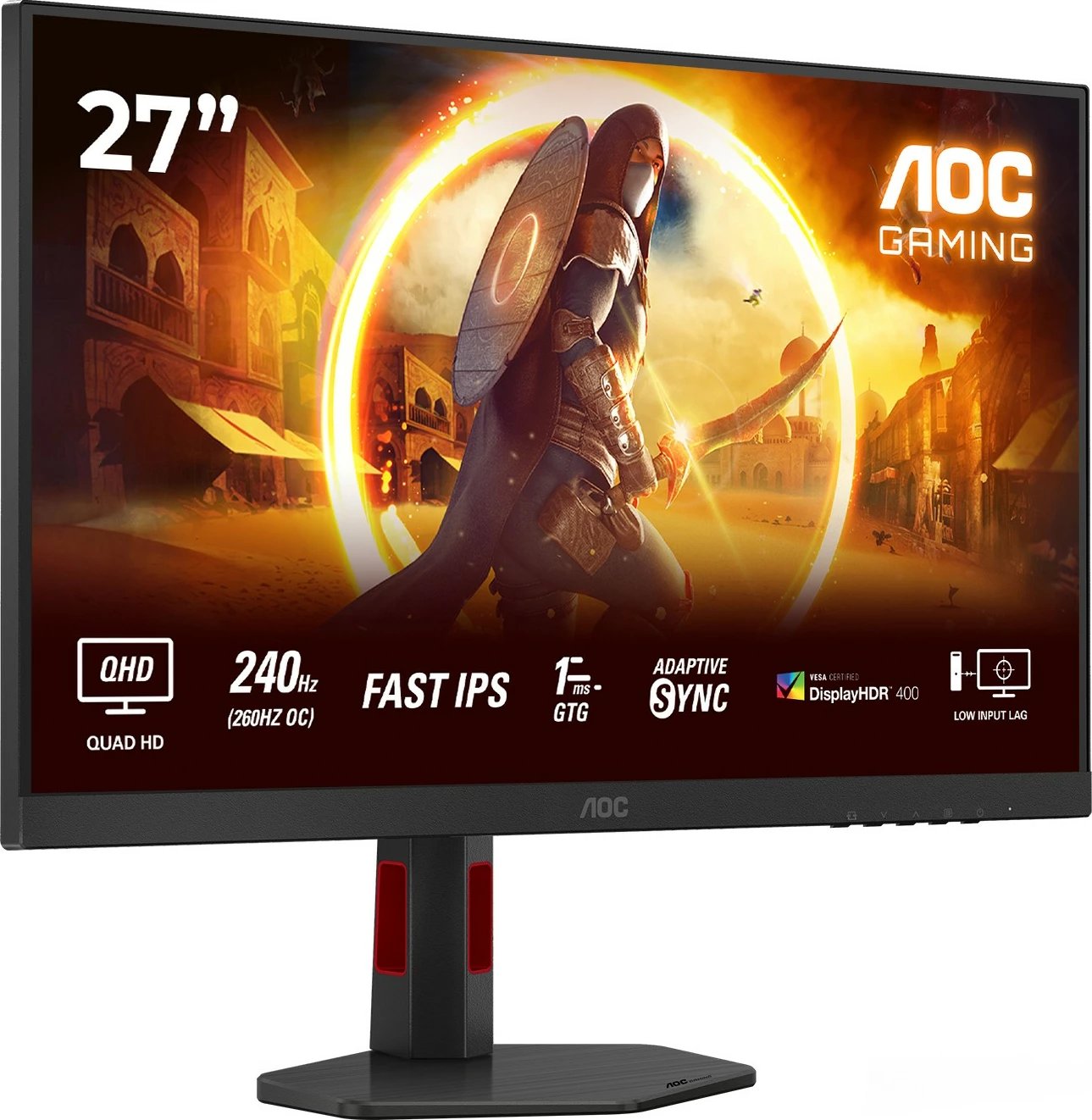 Monitor AOC Q27G4ZR 27 inç, QHD, 240Hz, Fast IPS, e zezë/kuqe