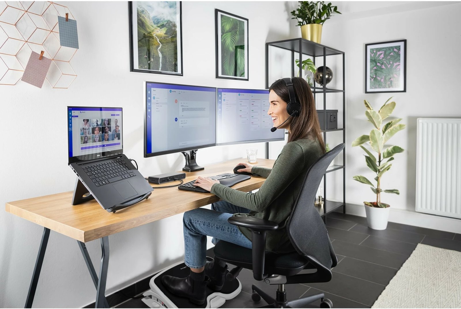 Krah monitori i dyfishtë Kensington SmartFit One-Touch, 13-34 inç, 9kg, i zi