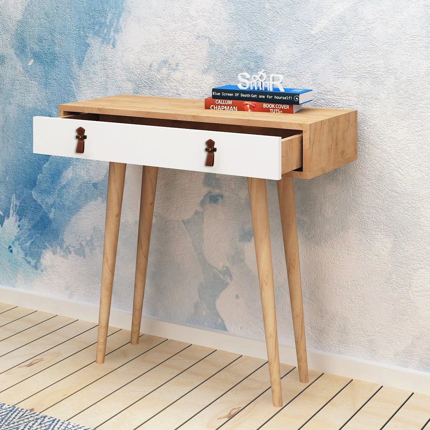 Komodë moderne, Skye Decor, ngjyrë lisi dhe e bardhë, 80x87.6x30 cm