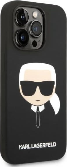 Mbështjellës Karl Lagerfeld KLHMP14LSLKHBK për iPhone 14 Pro 6.1", silikon, MagSafe, zi