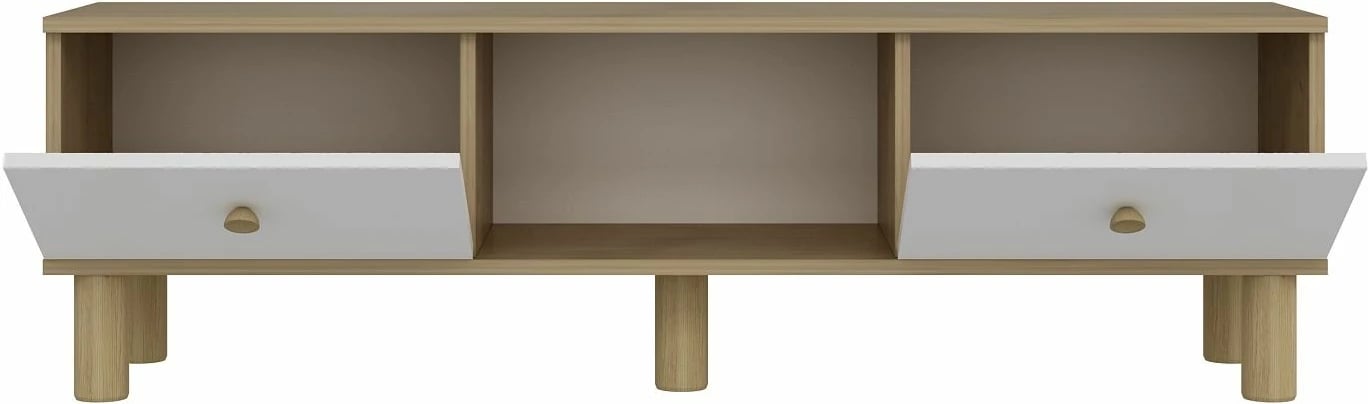 Komodë TV Skye Decor, ngjyrë lis safir dhe e bardhë