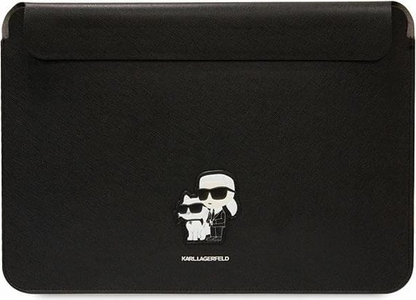 Mbështjellës Karl Lagerfeld Saffiano Karl&Choupette për laptop 14", eko lëkurë, e zezë