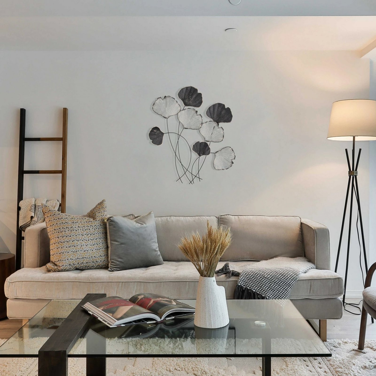 Aksesor dekorativ metalik për mur, Wallity Vuzuh 2, shumëngjyrësh, 76x5x70cm