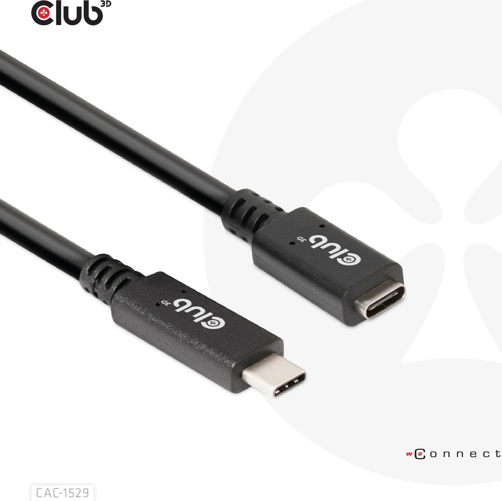 Kabllo USB-C Club3D CAC-1529, 2m, 5Gbps, zgjatues, e zezë