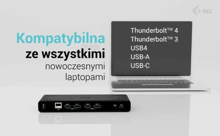 Kasë docking i-tec CADUA4KDOCKPDB100, 2x DisplayPort, 2x HDMI, 5x USB, RJ-45, 85W Power Delivery, me karikues USB-C, e zezë
