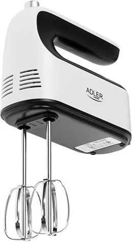 Mikser dore Adler AD 4229, 600 W, 9 shpejtësi, Turbo, ekran LCD, me kuti aksesorësh, e bardhë-e zezë