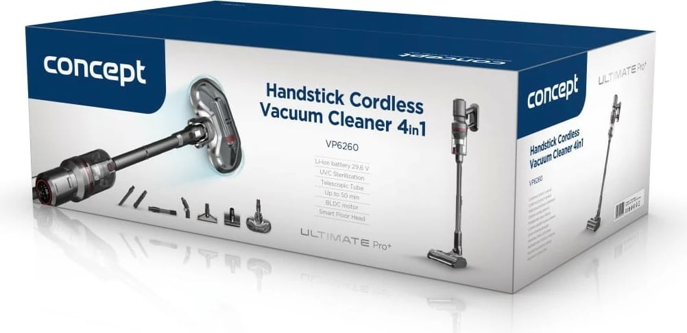 Fshesë me korrent pa kabllo vertikale 4-në-1 Concept Ultimate Pro+ VP6260 29.6 V 27 kPa HEPA 13 50 min e zezë