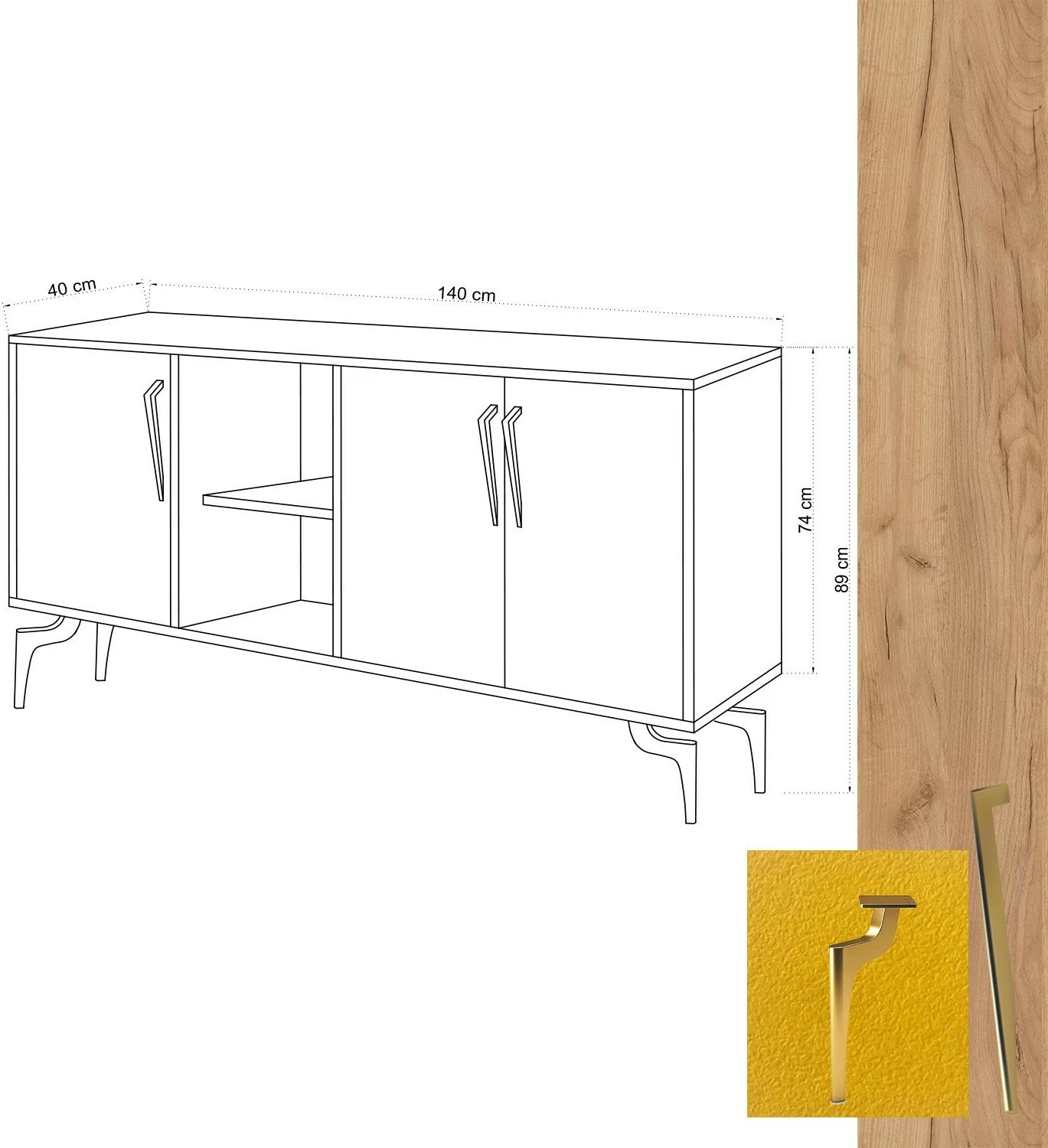 Konsolë Hanah Home, SUDER, ngjyrë lis dhe e verdhë