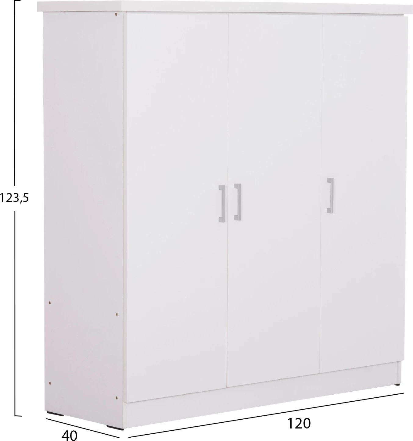 Dollap 3-fletësh me rafte FUENTO FH2482.02 melaminë, ngjyrë e bardhë, 120-116x40x123.5H cm