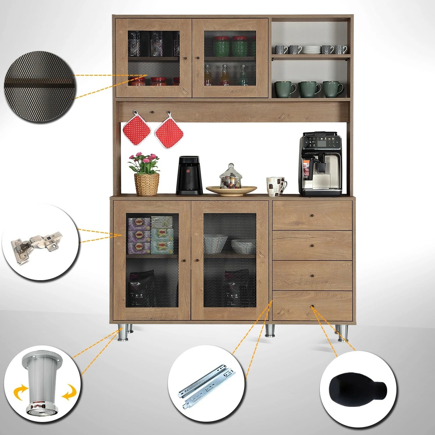 Dollap multifunksional Hanah Home, Grano 140, ngjyrë lisi kaukazian