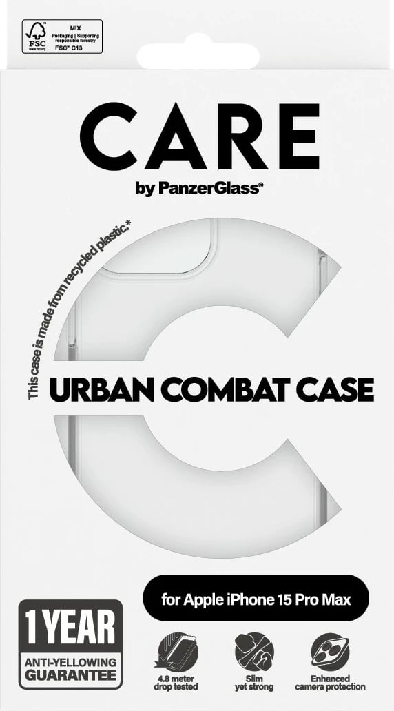 Mbështjellës PanzerGlass CARE Case Flagship Clear për iPhone 15 Pro Max, transparent