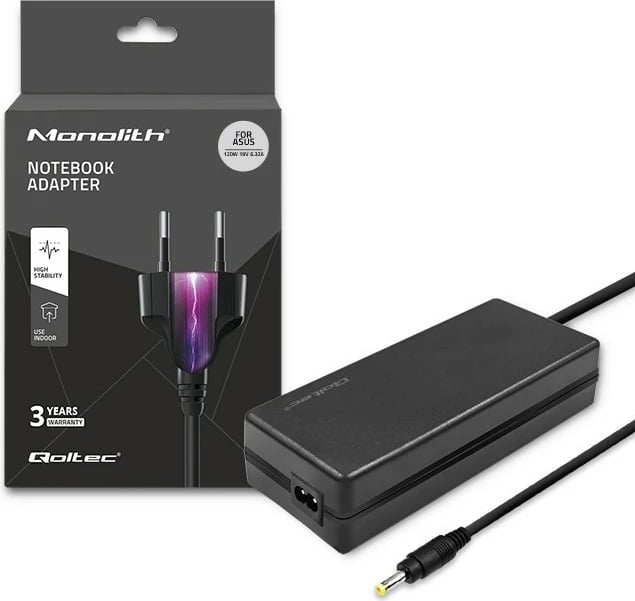 Adapter rryme Qoltec për Asus, 120W, 19V, 6.32A, 5.5x2.5 mm, me kabllo, i zi