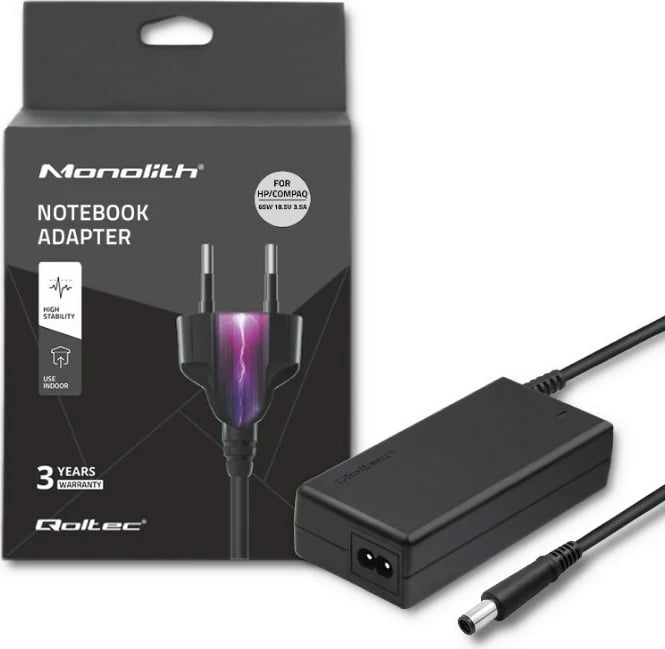 Karikues për laptop HP Compaq, Qoltec 50086, 19V,  4.74A, e zezë 