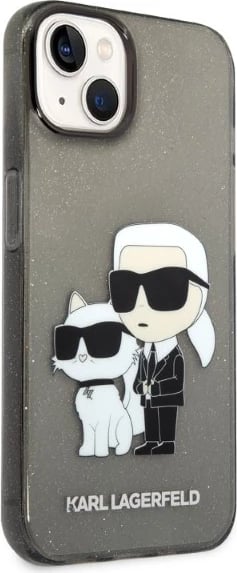 Mbështjellës Karl Lagerfeld Karl&Choupette për iPhone 14 Plus, i zi