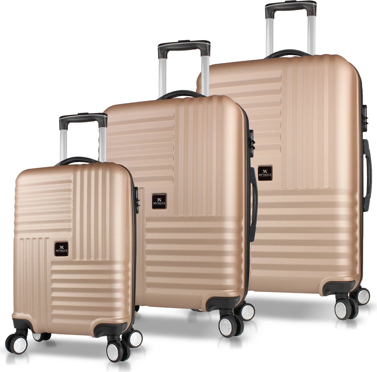Set valixhesh (3 copë), ngjyrë ari, Zoozie Bags, 8104