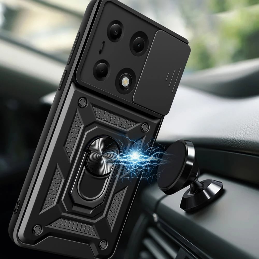 Mbështjellës Tech-Protect CamShield Pro për Xiaomi Redmi Note 13 Pro / Poco M6 Pro, me unazë dhe rrëshqitës për kamerë, i zi