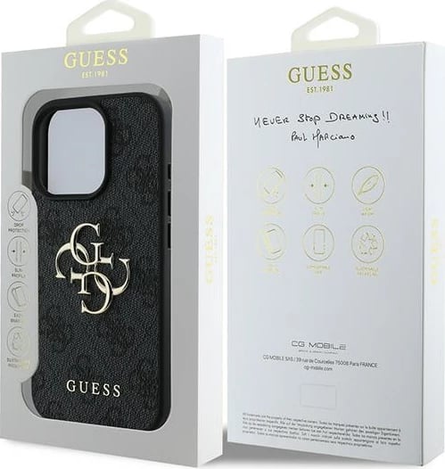 Mbështjellës Guess 4G Big Logo për iPhone 16 Pro, 6.3", i zi