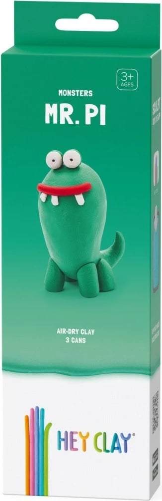 Set plasteline Hey Clay Monster Mr. PI, 3 kanaçe, për fëmijë