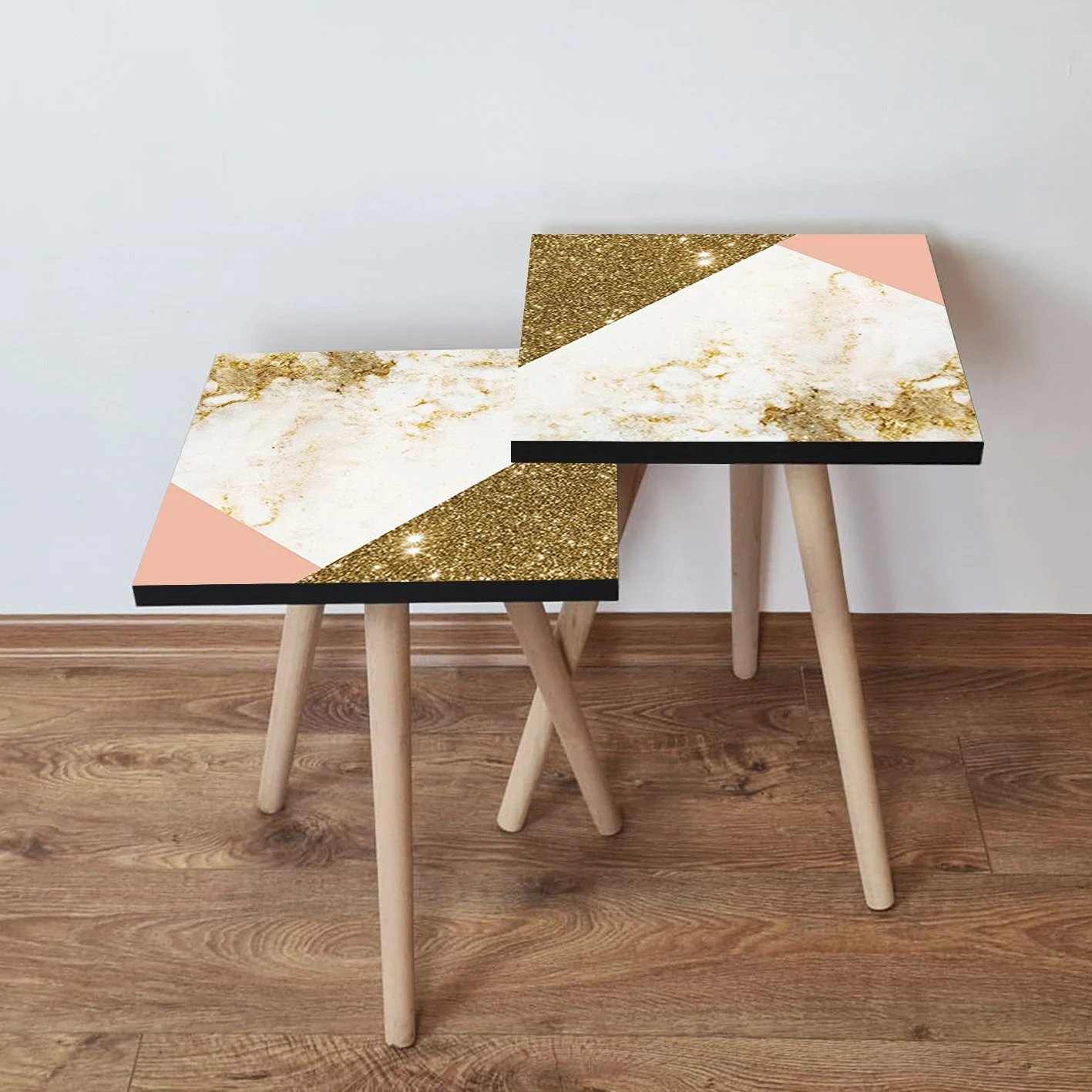 Tavolina ndihmëse të vendosshme (2 copë), Skye Decor, 2Shp264, ngjyrë ari