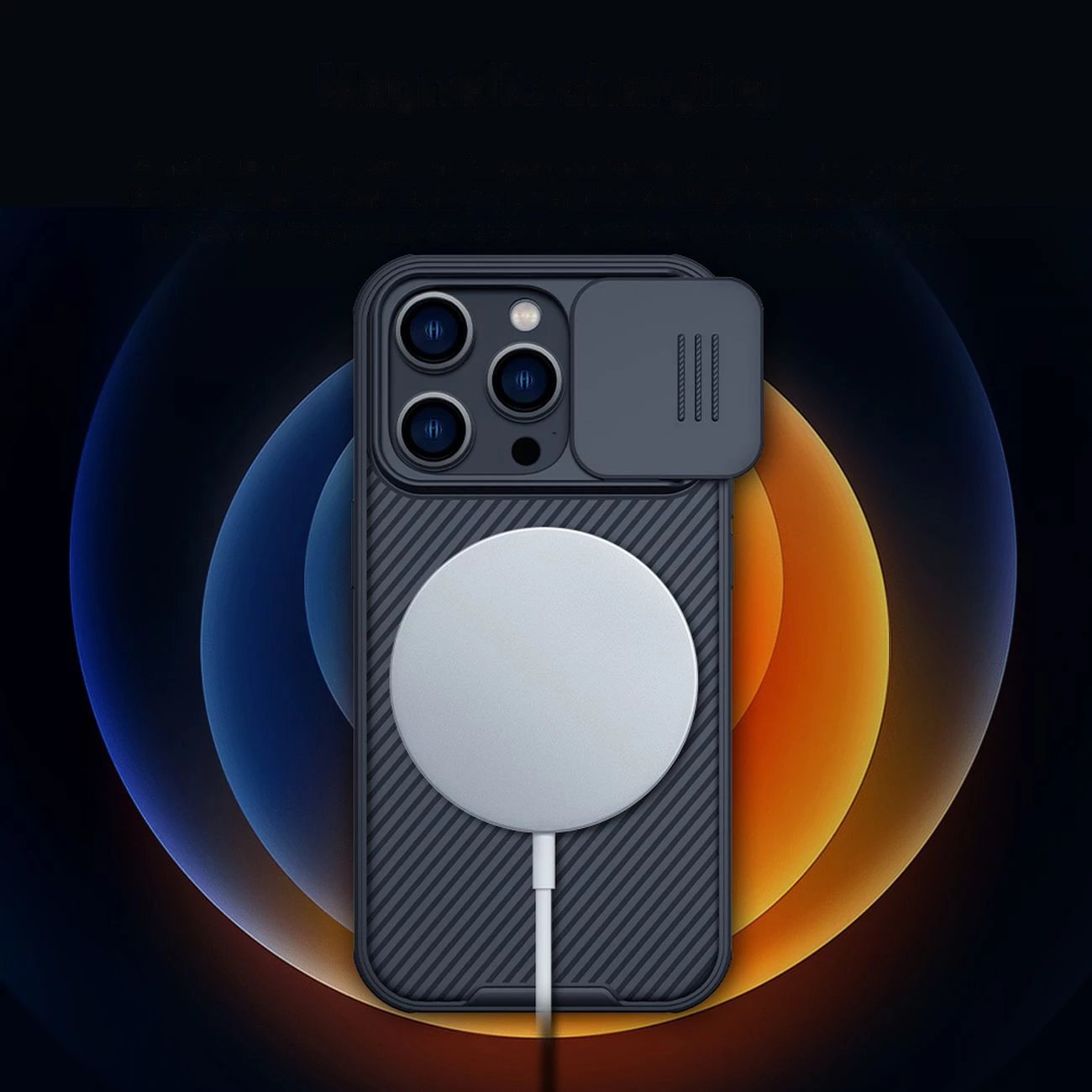 Mbështjellës Nillkin CamShield Pro Magnetic për iPhone 14 Pro Max, MagSafe, mbrojtje kamerës, Blu