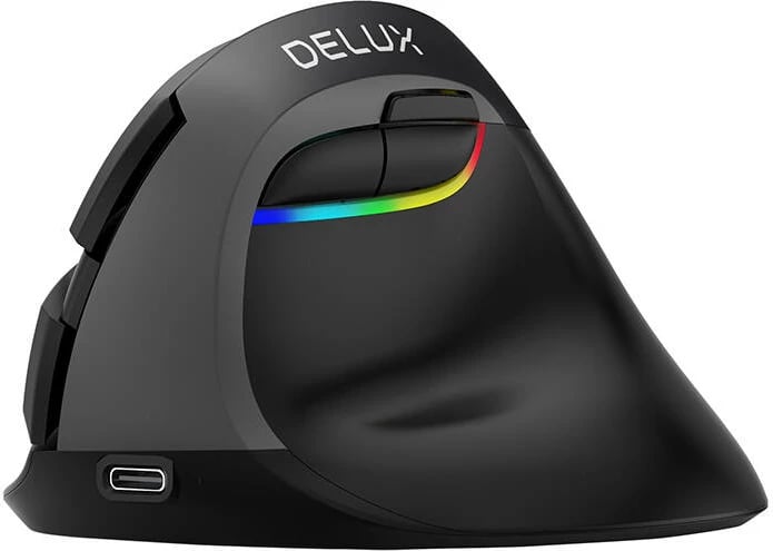 Maus vertikal Delux M618 Mini Jet black, wireless, 4000 DPI, RGB, i zi