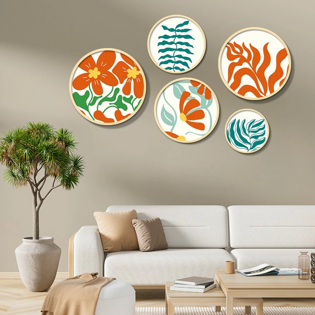 Set pikturash dekorative me kornizë MDF (5 copë), Wallity, Yats-01