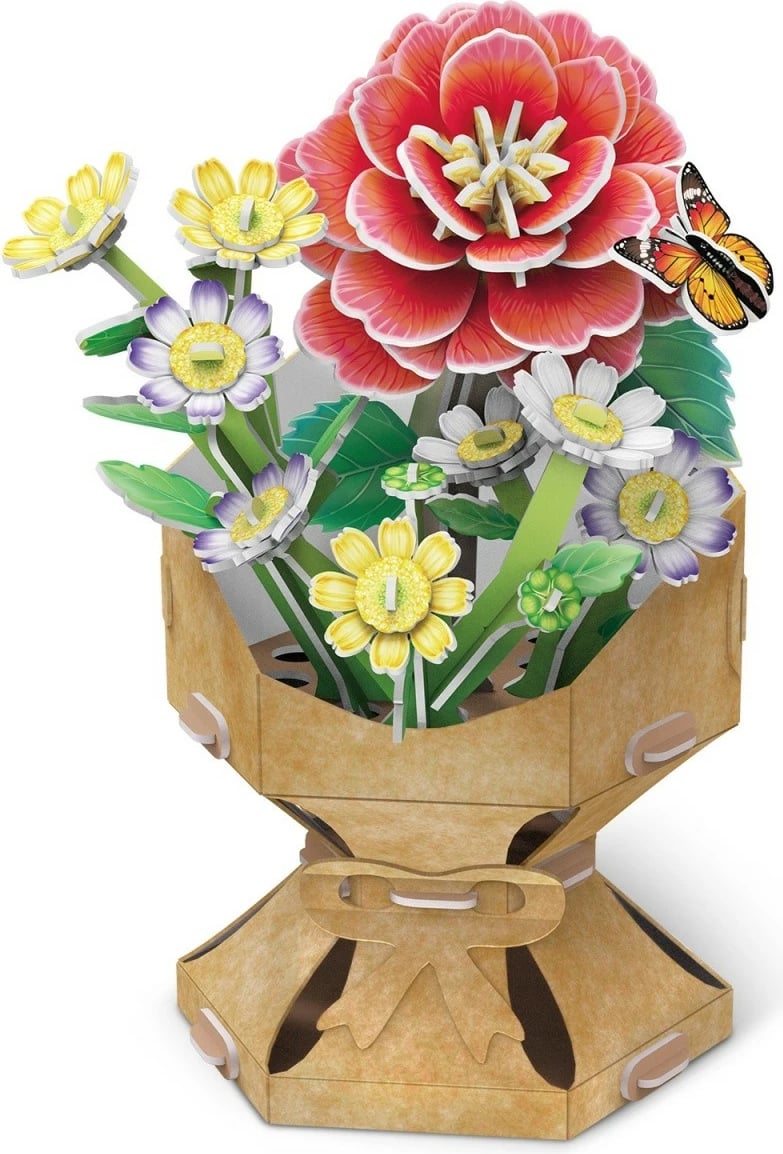 Puzzle 3D buqetë lulesh Cubic Fun Camellias, 109 pjesë