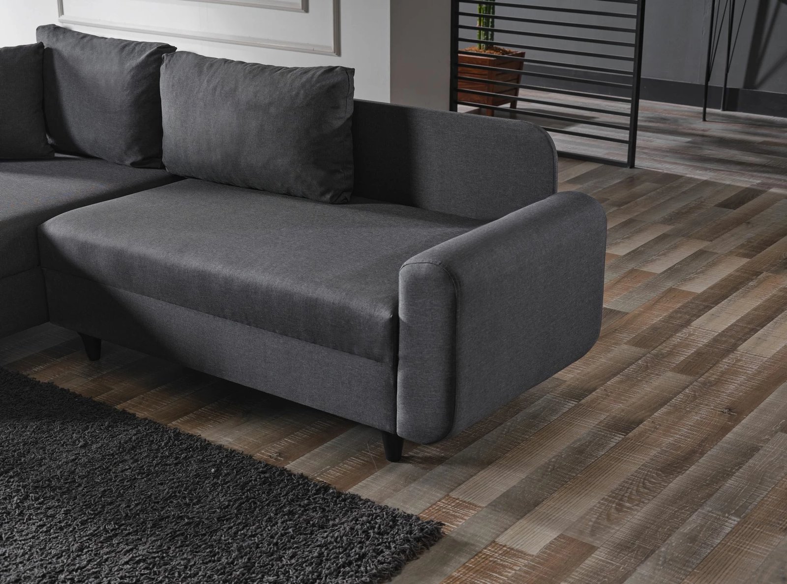 Kënd-sofë krevate Flavia, ngjyrë gri e errët