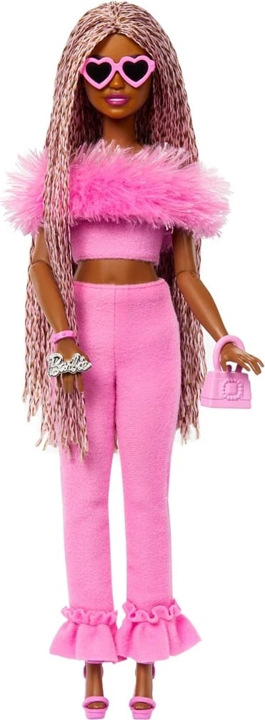Kukull mode Barbie Deluxe Style #4, MATTEL, 1282972, jumpsuit rozë, flokë të gërshetuara rozë-kafe