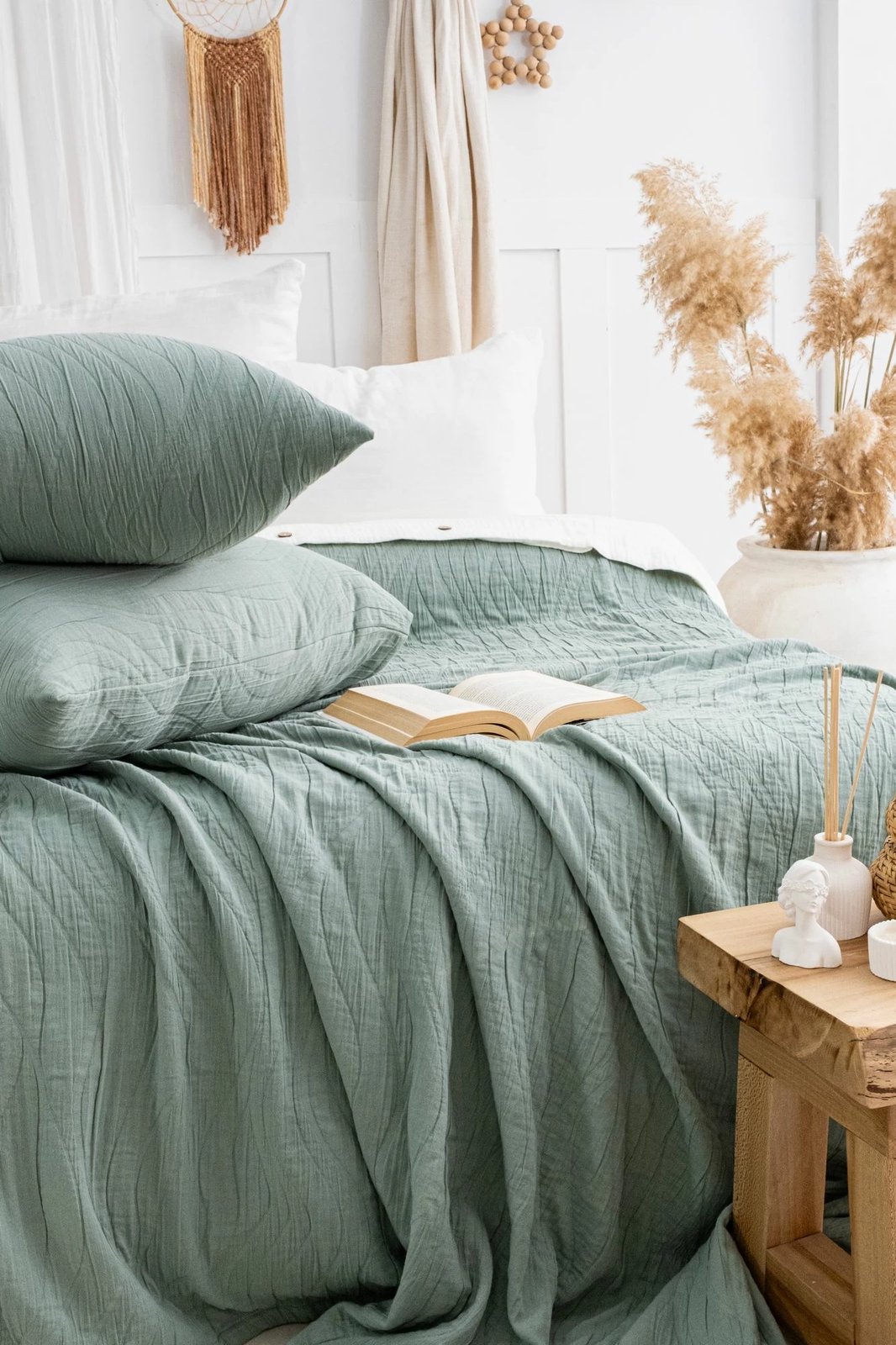 Set mbulesë krevati dopio, Janna, ngjyrë e gjelbër