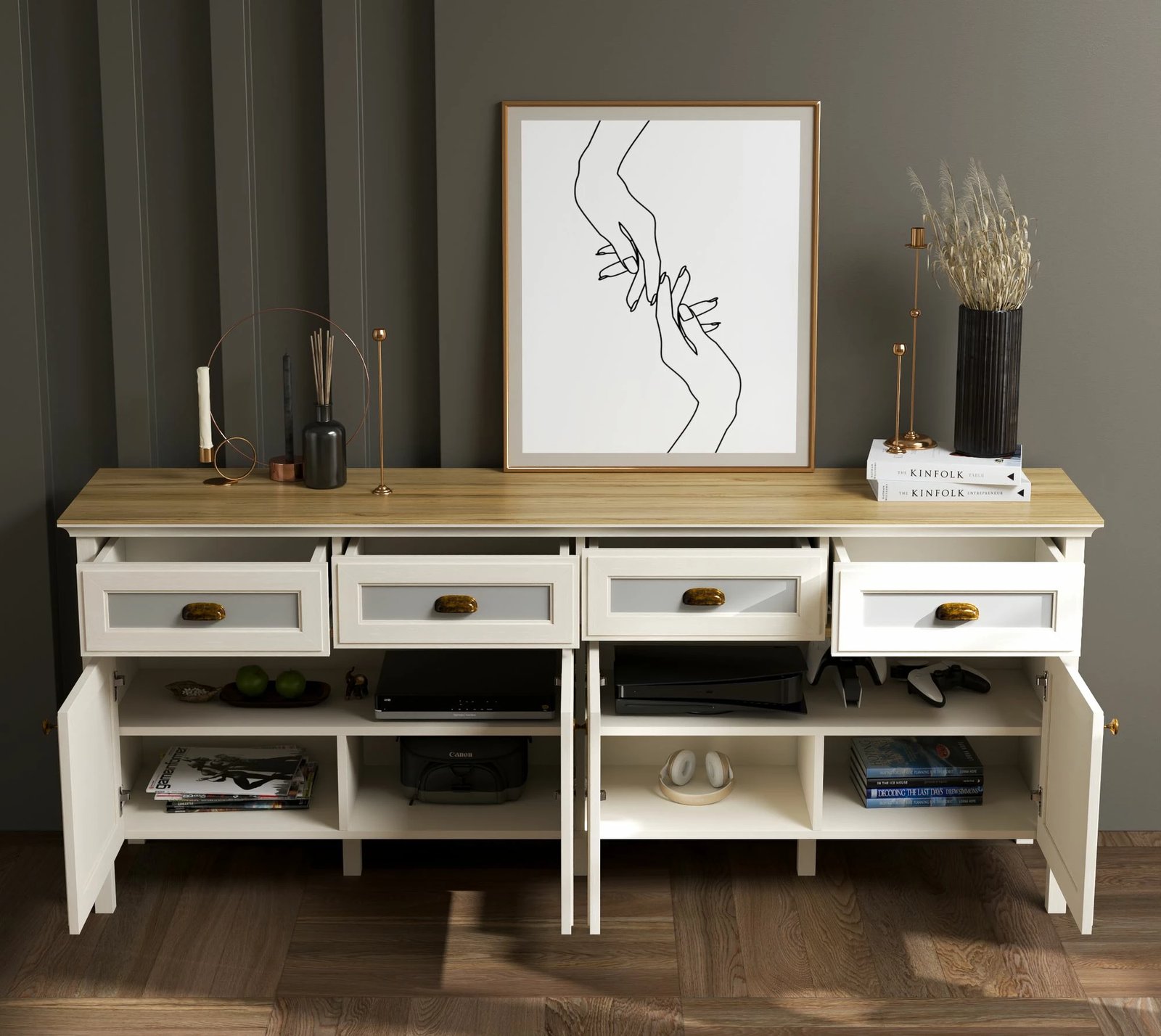 Konsol Skye Decor, FRN-21009, krem, lis, gri