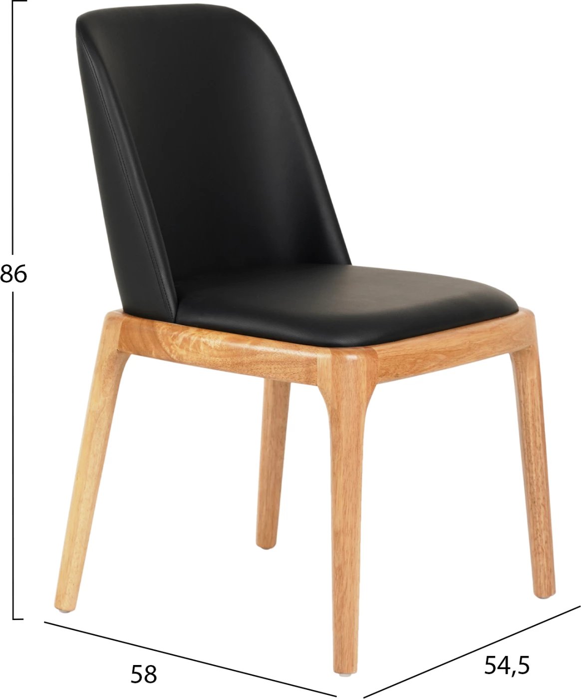 Karrige për ngrënie FURLAN FH9944.01 dru gome, PU e zezë, 54,5x58x86 cm