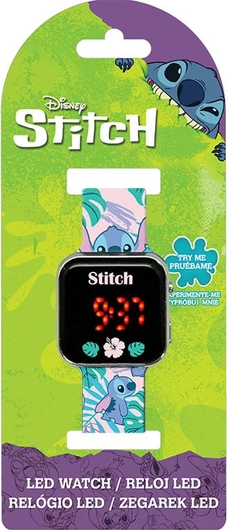 Orë dore LED Kids Euroswan Stitch me kalendar, shumëngjyrëshe