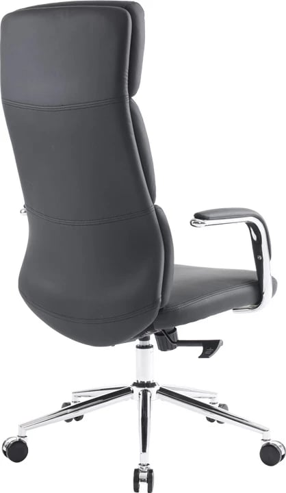 Karrige menaxheri për zyre Bendona, lëkurë sintetike e zezë, 71x78x119-127cm