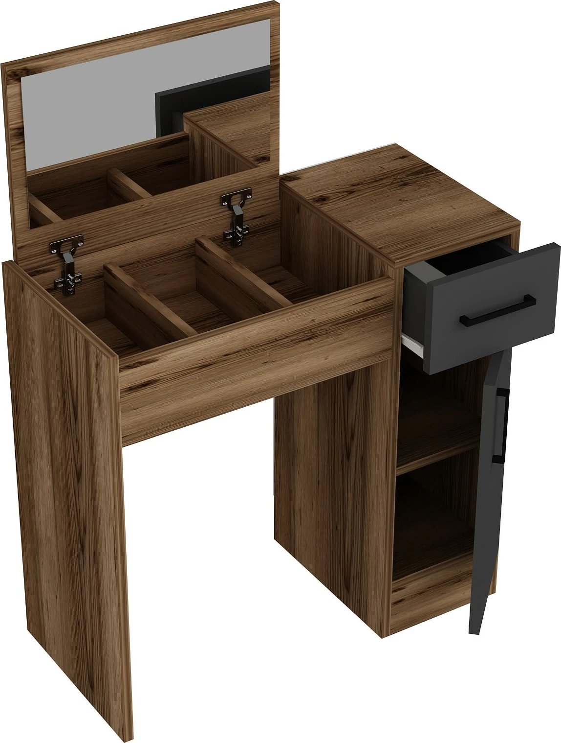 Tavolinë grimi Skye Decor, ngjyrë arrë e çelët, antracit