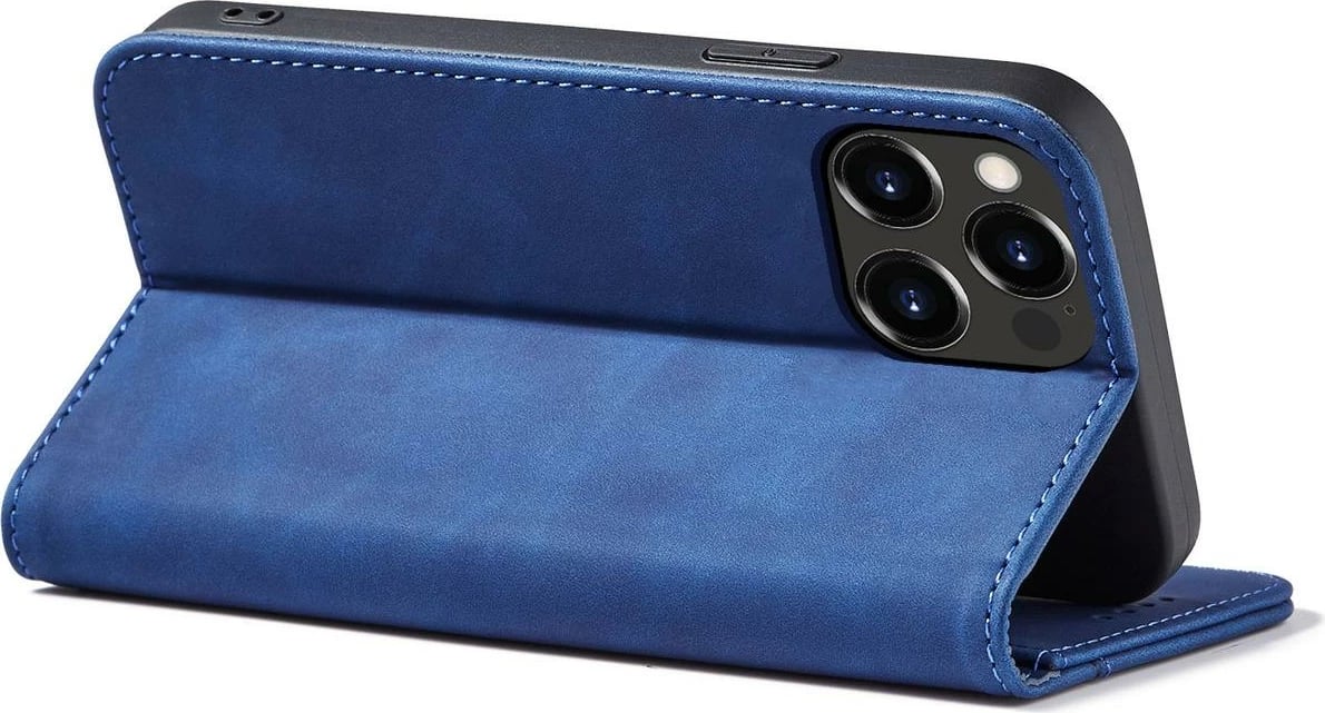 Mbështjellës Hurtel Magnet Fancy Case për iPhone 13 Pro Max, me portofol, mbajtës, kaltër