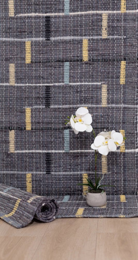 Qilim Box, pambuk, blu-bezhë, 60x90cm