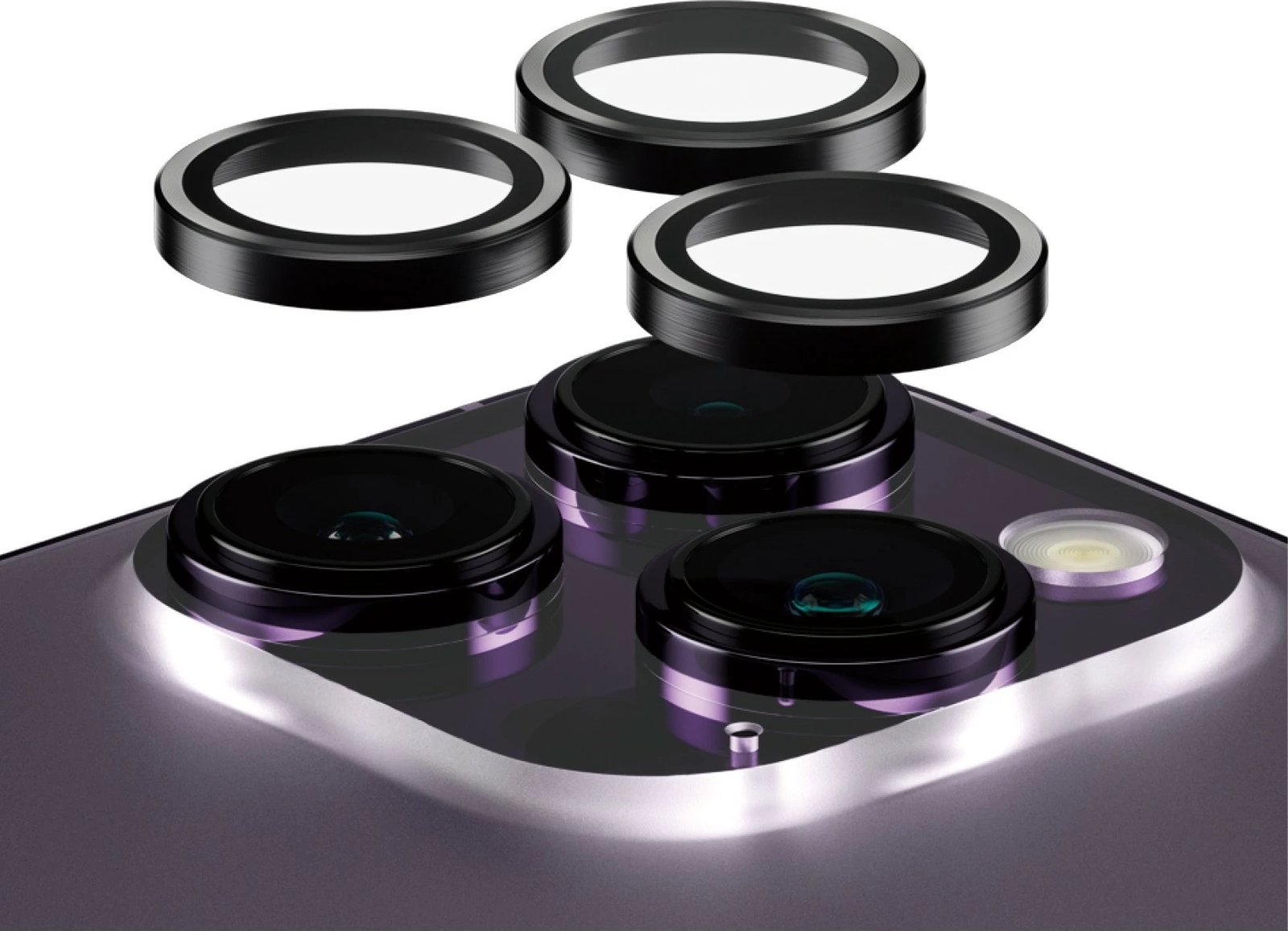 Mbrojtës kamerash PanzerGlass për Apple, xham i temperuar, i zi