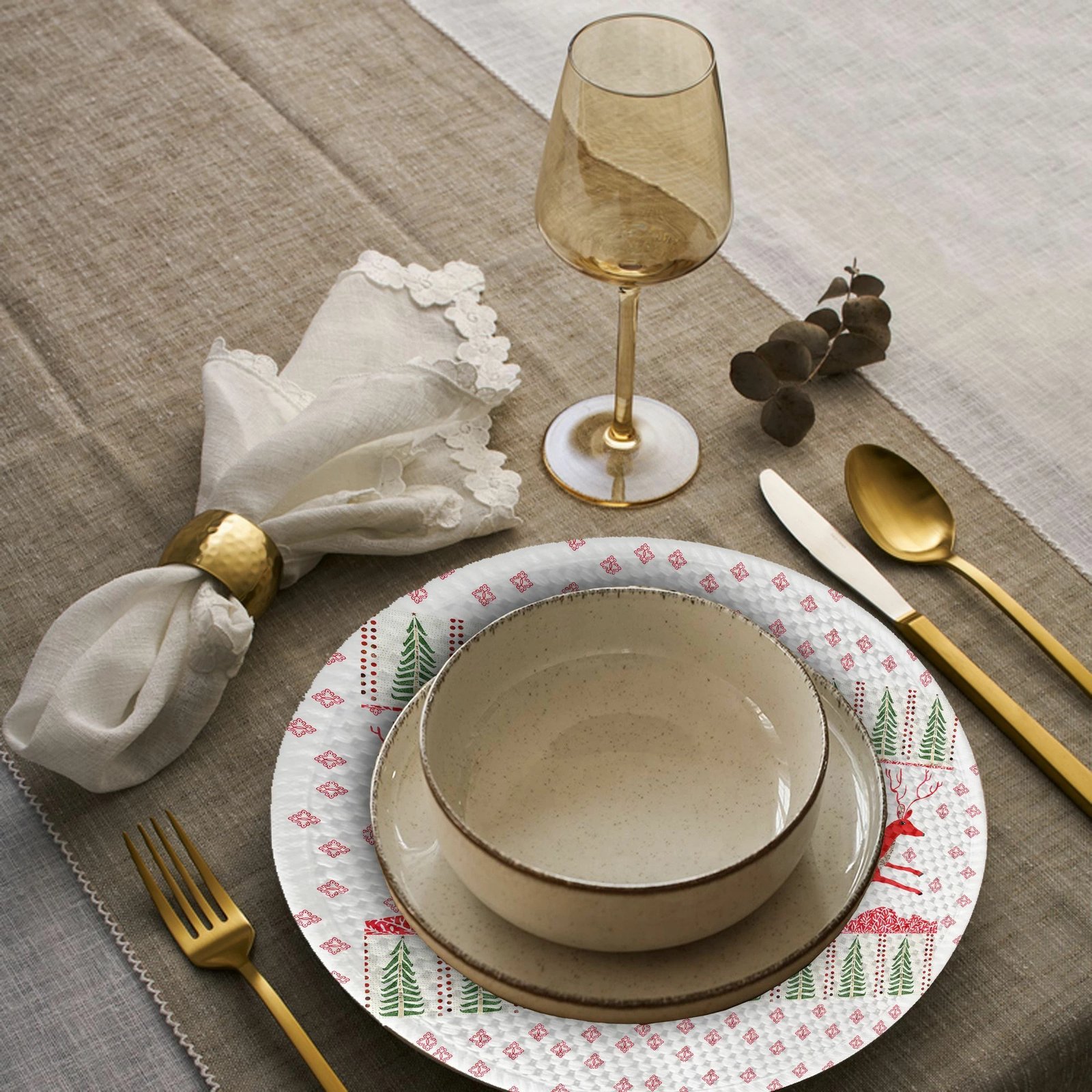 Set 4 copë mbulesa për tavolinë, Hermia Concept, shumëngjyrëshe, 37cm