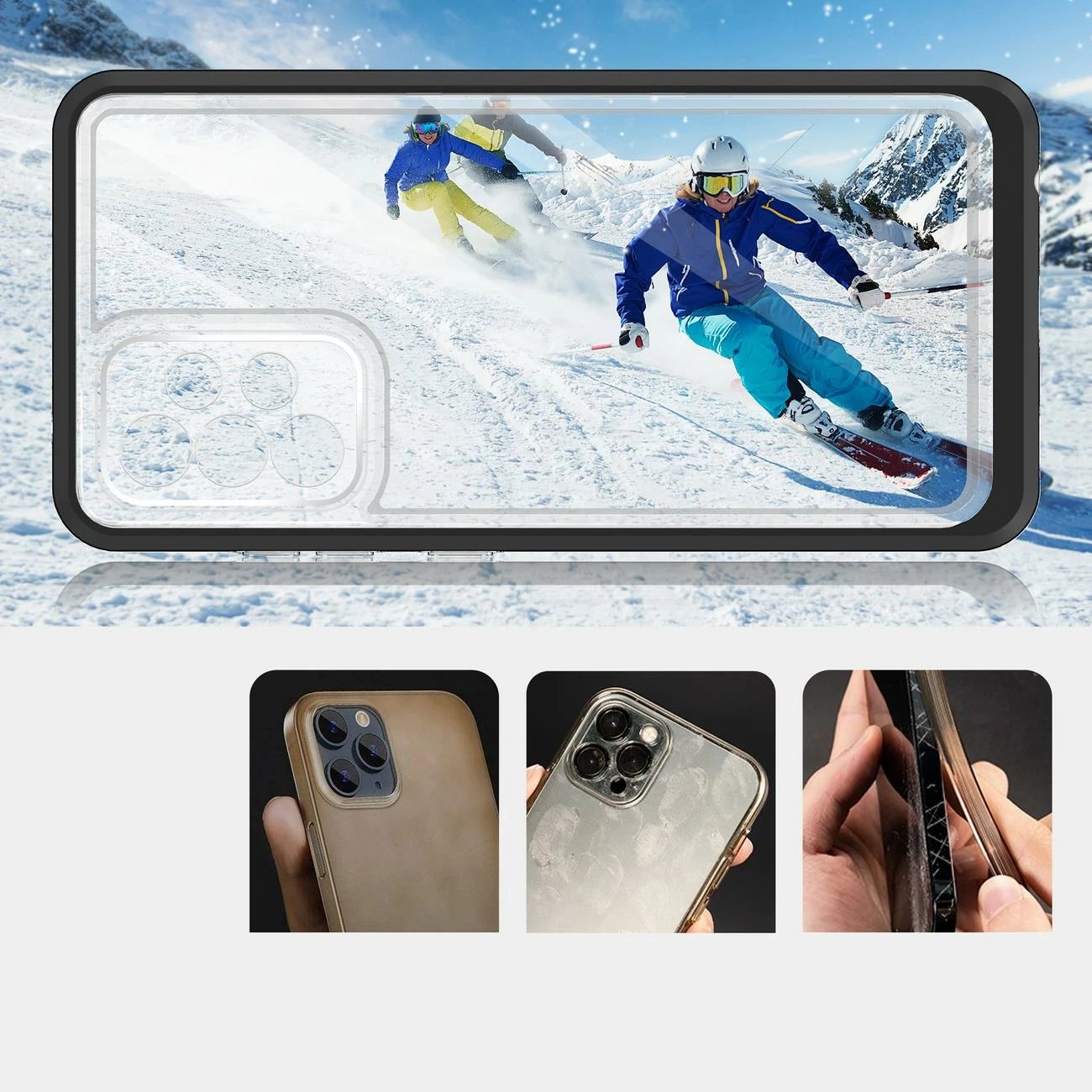 Mbështjellës Hurtel Hybrid Armor Clear 3in1 për Samsung Galaxy A73, i zi/transparente
